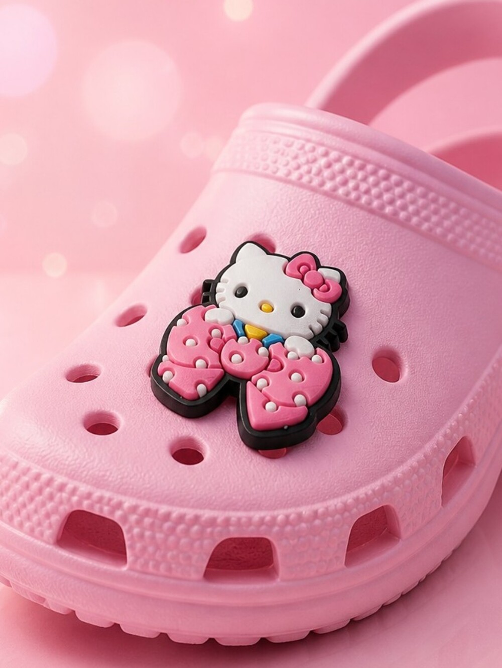 Hello Kitty Big Pink Bow Croc Shoe Charm Kawaii Coquette Cute Accessory